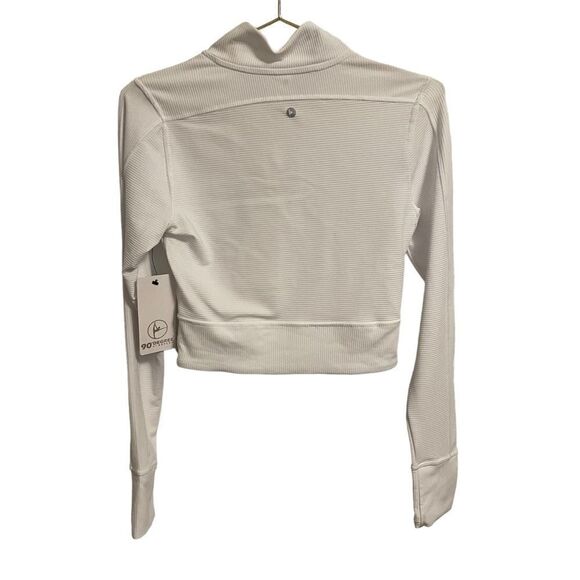 90 Degree by Reflex White Long Sleeve Cropped Quarter Zip Small NWT - Picture 4 of 5